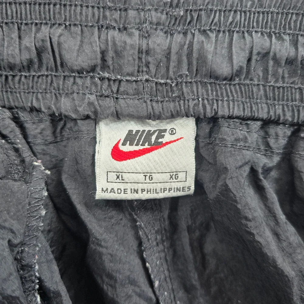 Vtg Nike Size XL Track Pants Black Nylon Joggers Elastic‎ Waist Logo